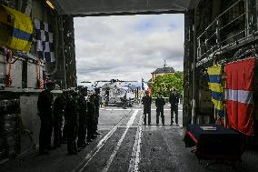 Emmanuel Macron visits the Normandie Frigate in Oslo FA