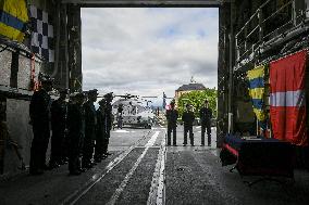 Emmanuel Macron visits the Normandie Frigate in Oslo FA