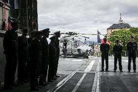Emmanuel Macron visits the Normandie Frigate in Oslo FA