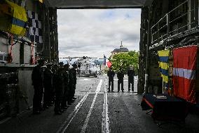 Emmanuel Macron visits the Normandie Frigate in Oslo FA