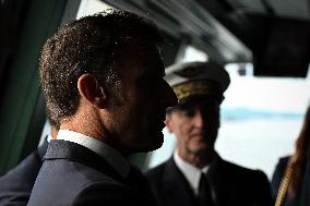 Emmanuel Macron visits the Normandie Frigate in Oslo FA