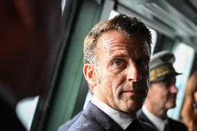 Emmanuel Macron visits the Normandie Frigate in Oslo FA