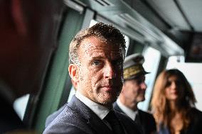 Emmanuel Macron visits the Normandie Frigate in Oslo FA
