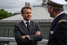Emmanuel Macron visits the Normandie Frigate in Oslo FA