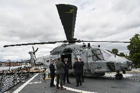Emmanuel Macron visits the Normandie Frigate in Oslo FA