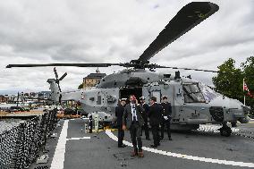 Emmanuel Macron visits the Normandie Frigate in Oslo FA