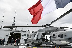 Emmanuel Macron visits the Normandie Frigate in Oslo FA