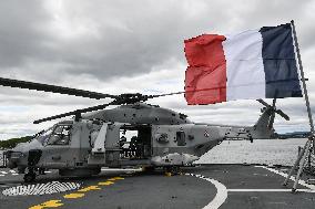 Emmanuel Macron visits the Normandie Frigate in Oslo FA