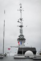 Emmanuel Macron visits the Normandie Frigate in Oslo FA