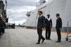 Emmanuel Macron visits the Normandie Frigate in Oslo FA