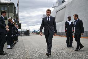 Emmanuel Macron visits the Normandie Frigate in Oslo FA