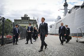 Emmanuel Macron visits the Normandie Frigate in Oslo FA