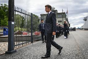 Emmanuel Macron visits the Normandie Frigate in Oslo FA
