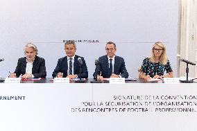 Signing of the agreement between the French government and the Professional Football League (LFP) - Paris AJ