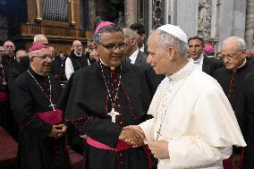 Pope Leo XIV Leads A Meditation For The Jubile of Bishops - Vatican