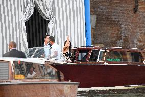 Jeff Bezos And Lauren Sanchez Leaving Hotel - Venice