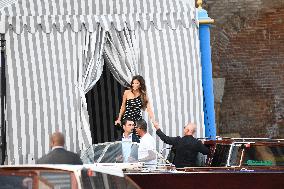 Jeff Bezos And Lauren Sanchez Leaving Hotel - Venice