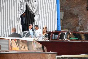Jeff Bezos And Lauren Sanchez Leaving Hotel - Venice