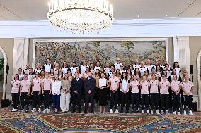 Queen Letizia At An Audience With The Women's National Football Team - Madrid