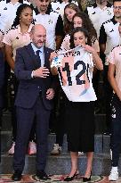 Queen Letizia At An Audience With The Women's National Football Team - Madrid