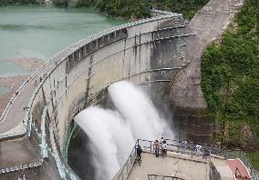 Water release at central Japan dam