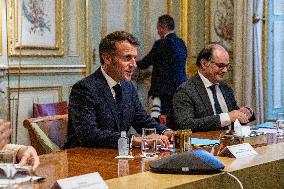 President Macron Meets The Director Of IAEA Rafael Grossi - Paris