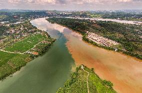 River Turbid Clear Scenery in Nanning