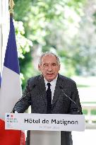 PM Bayrou Press Conference At Hotel De Matignon - Paris