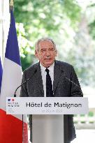 PM Bayrou Press Conference At Hotel De Matignon - Paris