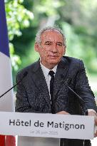 PM Bayrou Press Conference At Hotel De Matignon - Paris