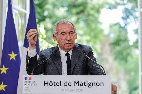 PM Bayrou Press Conference At Hotel De Matignon - Paris