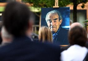 Anne Hidalgo And Gerald Darmanin At Robert Badinter Parvis Inauguration - Paris