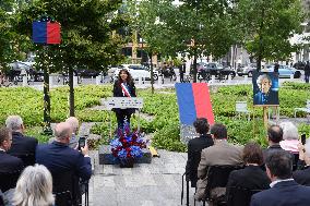 Anne Hidalgo And Gerald Darmanin At Robert Badinter Parvis Inauguration - Paris
