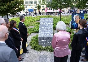 Anne Hidalgo And Gerald Darmanin At Robert Badinter Parvis Inauguration - Paris