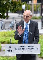 Anne Hidalgo And Gerald Darmanin At Robert Badinter Parvis Inauguration - Paris