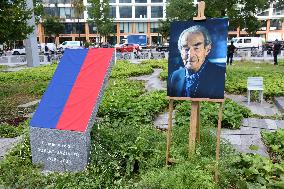 Anne Hidalgo And Gerald Darmanin At Robert Badinter Parvis Inauguration - Paris