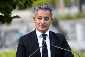 Anne Hidalgo And Gerald Darmanin At Robert Badinter Parvis Inauguration - Paris