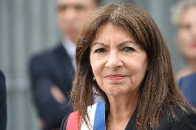 Anne Hidalgo And Gerald Darmanin At Robert Badinter Parvis Inauguration - Paris