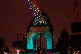 Rainbow-Colored Lasers Projected to the Sky For Pride Celebrations - Mexico