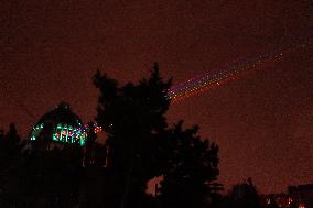 Rainbow-Colored Lasers Projected to the Sky For Pride Celebrations - Mexico