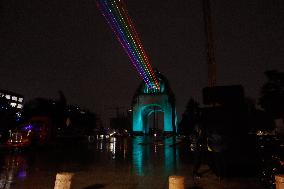 Rainbow-Colored Lasers Projected to the Sky For Pride Celebrations - Mexico