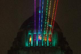 Rainbow-Colored Lasers Projected to the Sky For Pride Celebrations - Mexico