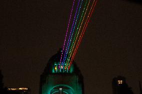 Rainbow-Colored Lasers Projected to the Sky For Pride Celebrations - Mexico