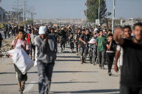 Palestinians Carry Collected Tree Branches and Scrap Wood - Gaza