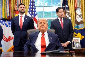 Donald Trump with Congo and Rwanda FMs - Washington