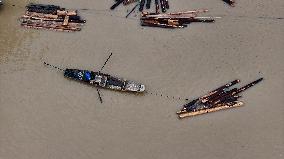 Salvage China firs After The Flood Peak in Rong'an