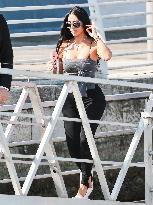 Kim Kardashian at Venice airport leaving after Jeff Bezos' wedding in Venice