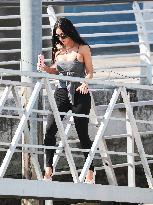 Kim Kardashian at Venice airport leaving after Jeff Bezos' wedding in Venice