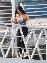 Kim Kardashian at Venice airport leaving after Jeff Bezos' wedding in Venice