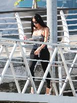 Kim Kardashian at Venice airport leaving after Jeff Bezos' wedding in Venice